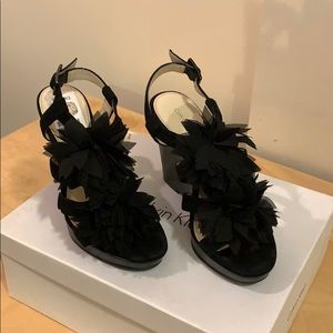 Dressy Black CK wedge sandals